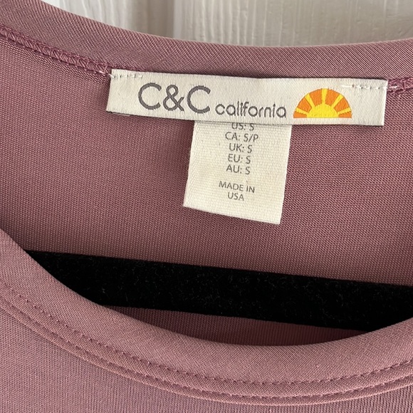 C & C California T Shirt Tiered Short Sleeve Dress in Rose Pink Size Small - Picture 4 of 7